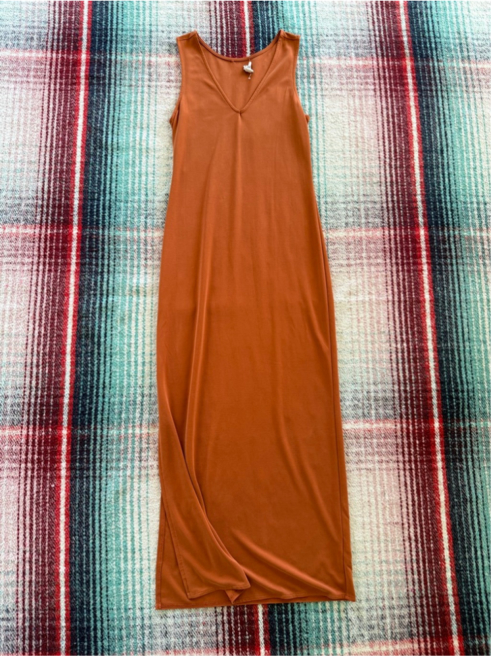 Open Edit Orange Side Slit Maxi Dress XXS
